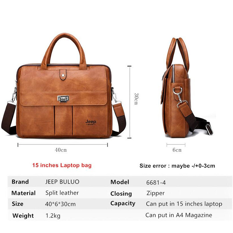 Jeep Buluo Men's Leather Brief - Laptop Accessories Box ulasan dan harga