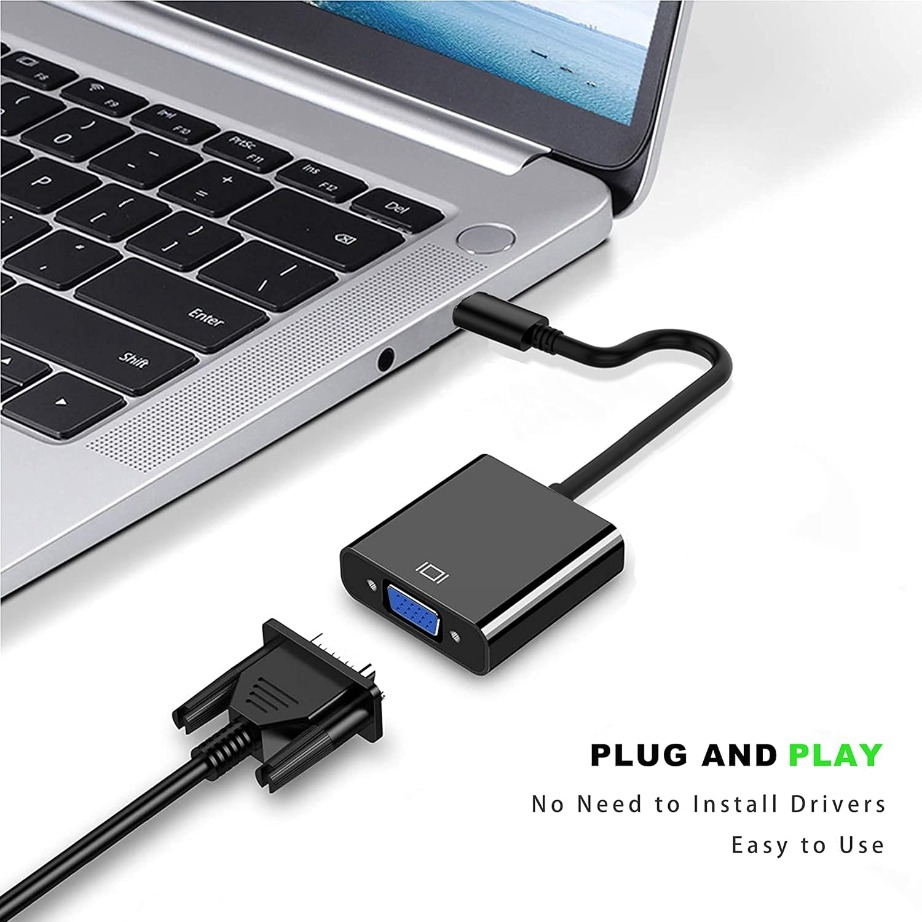 TABLLYUGE USB C to VGA  Adatpe - Monitor Portable Usb ulasan dan harga